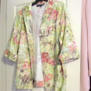 Beautiful PAINTED PONY Muted Floral Print Open Front Jacket  Size M